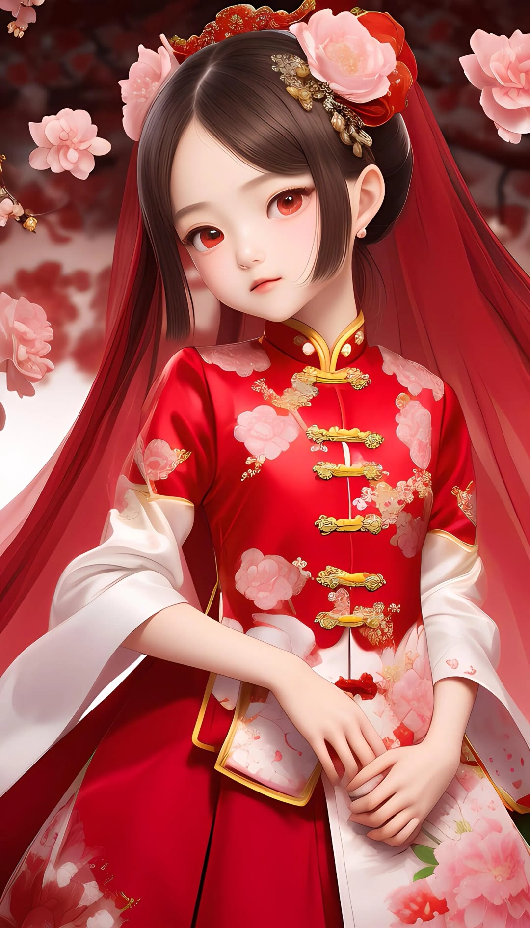 卡通女孩子中国新年装