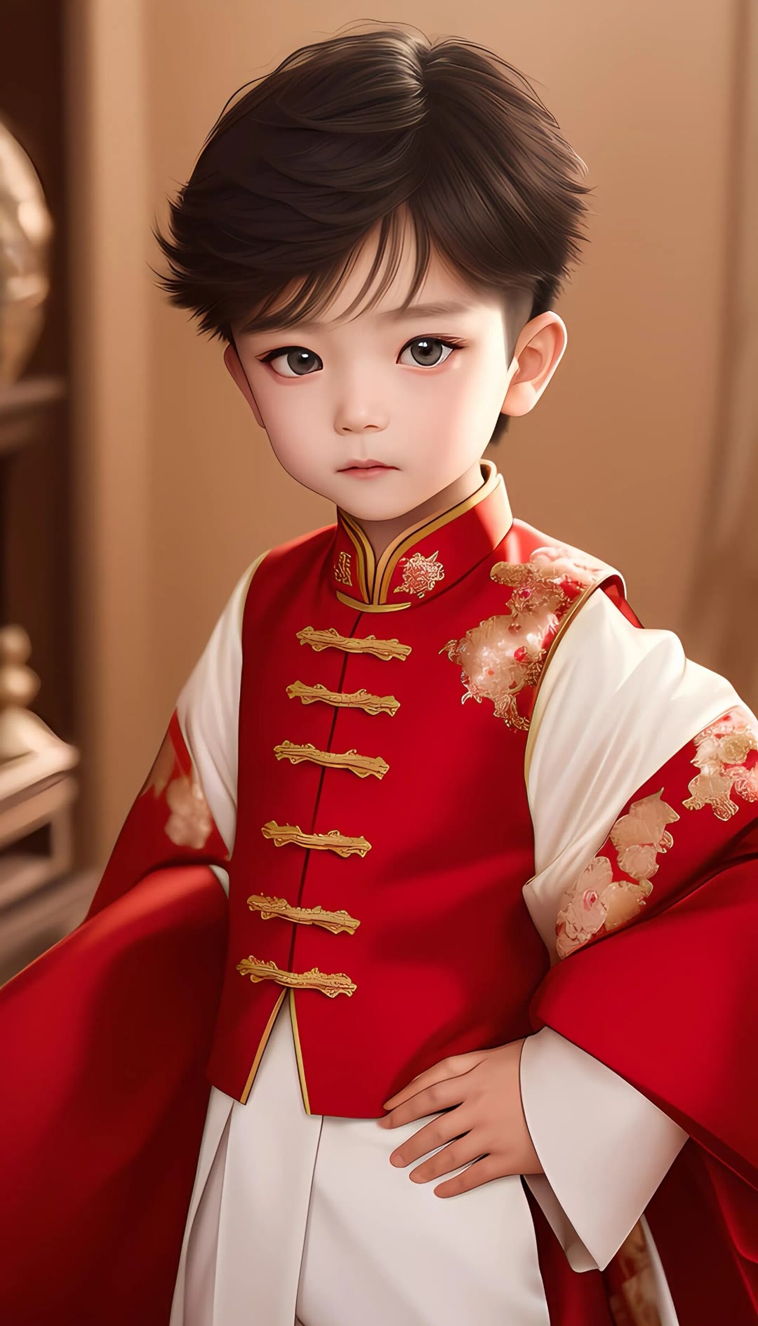 卡通男孩子中国新年装