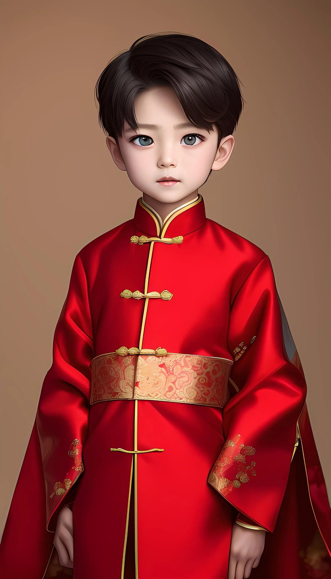 卡通男孩子中国新年装