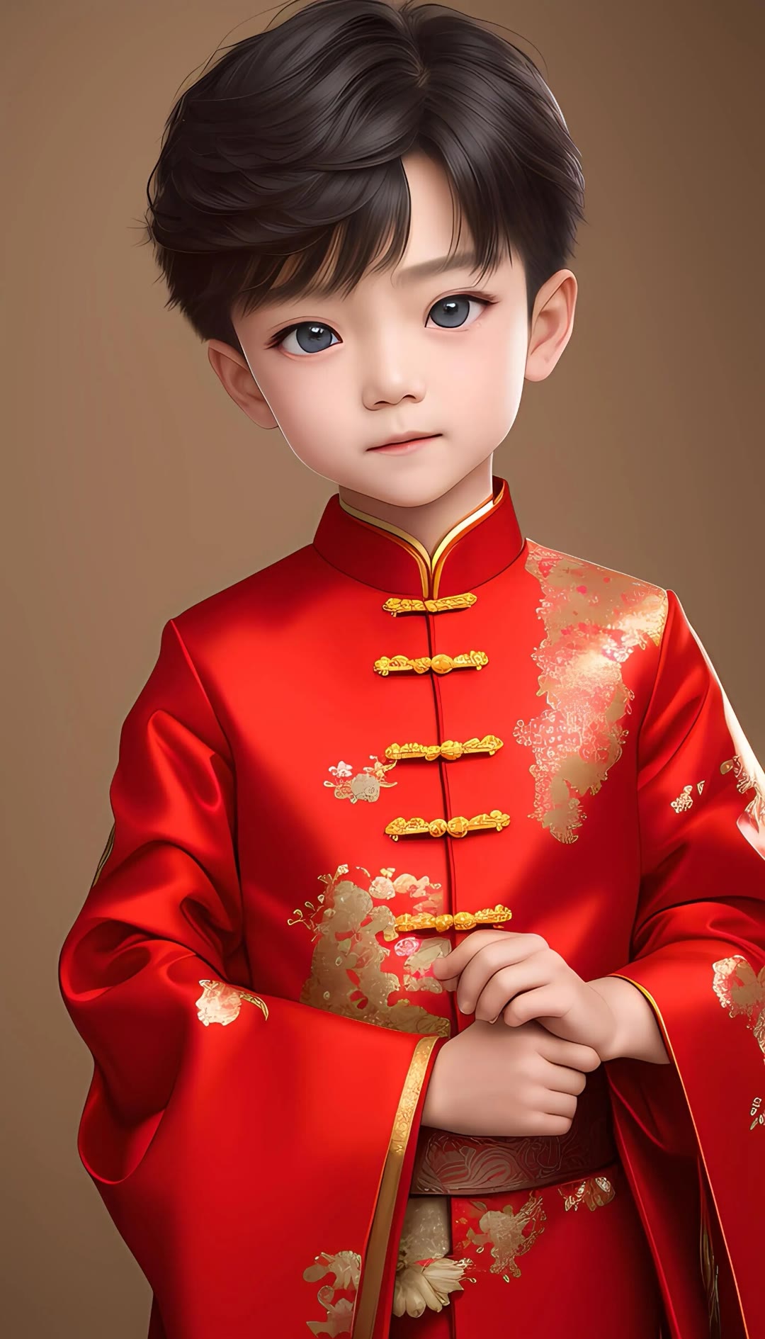 卡通男孩子中国新年装